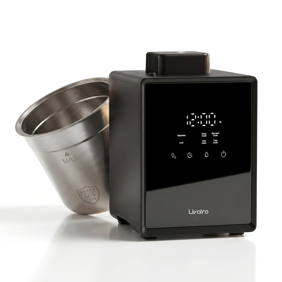 Livatro 3L Warm Mist Humidifier with 304 Stainless Steel Tank, 12H Timer, Sleep Mode & Auto Clean for Bedroom