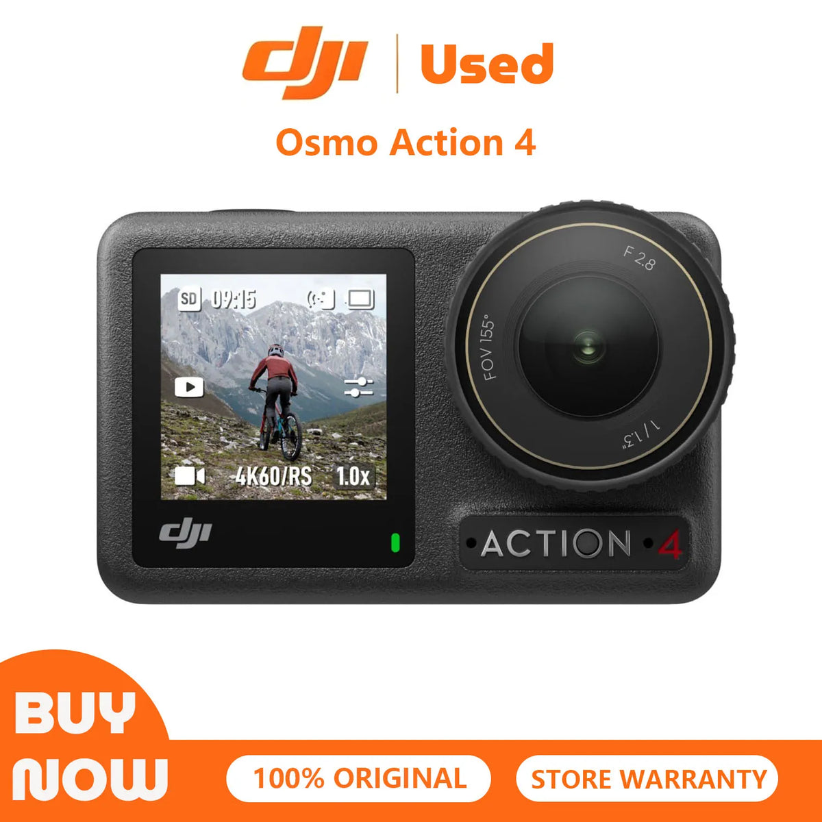 DJI Osmo Action 4 Used Waterproof Action Camera 1/1.3" Sensor 4K Video 120fps Low-Light 10-bit D-Log M Vlogging Camera