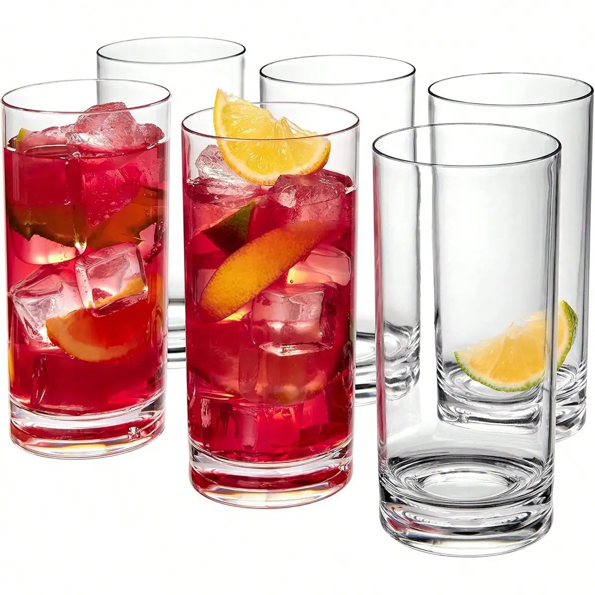 6PCS Thick Bottom Glass Highball Glasses, Lead-Free Rocks Glasses, Home Glassware, Minimalist Kitchen Drinkware, Reusable, Suitable For Juice, Bevrages, Milk, Breakfast Preparation