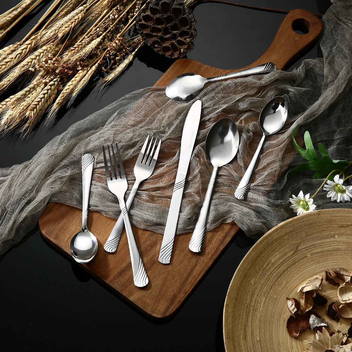 HanSMART Stainless Steel Flatware Set Service For Eight