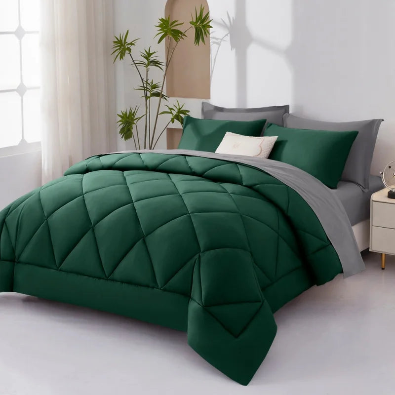 7 Pieces Bed in a Bag King Size, Fluffy Soft All Season Rustic Farmhouse Bedding with Full Sheets Set
