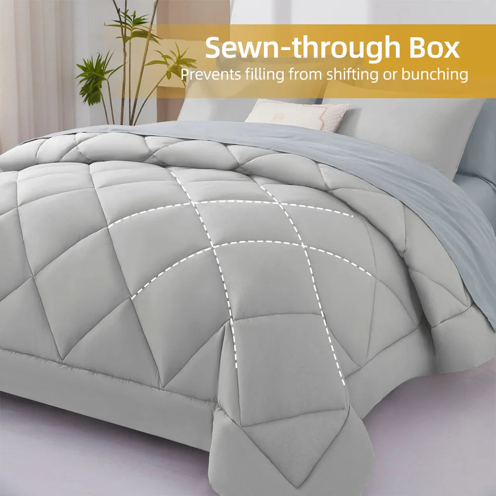 7 Pieces Bed in a Bag King Size, Fluffy Soft All Season Rustic Farmhouse Bedding with Full Sheets Set