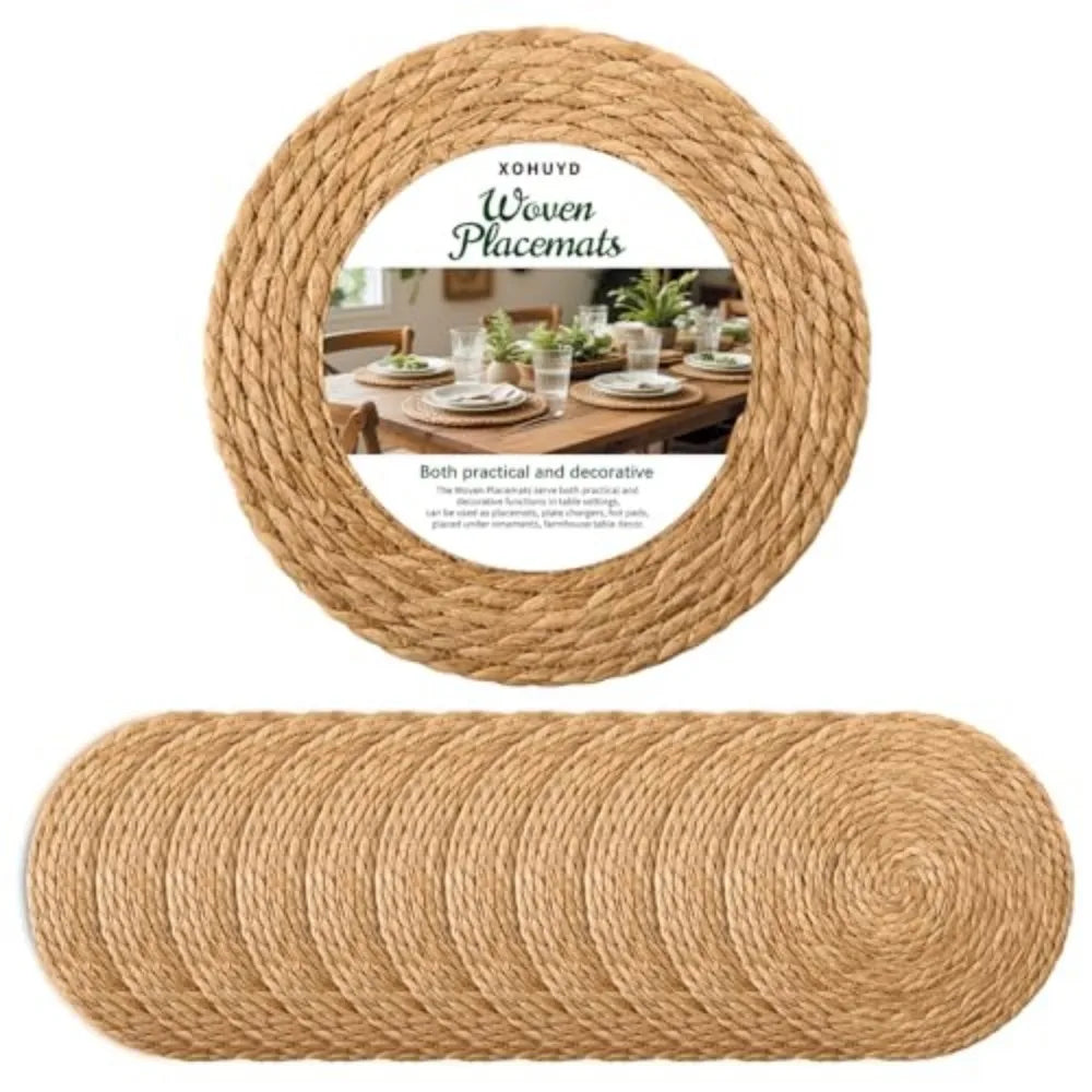 13" Round Woven Placemats Set of 12, Plate Chargers for Dining Table