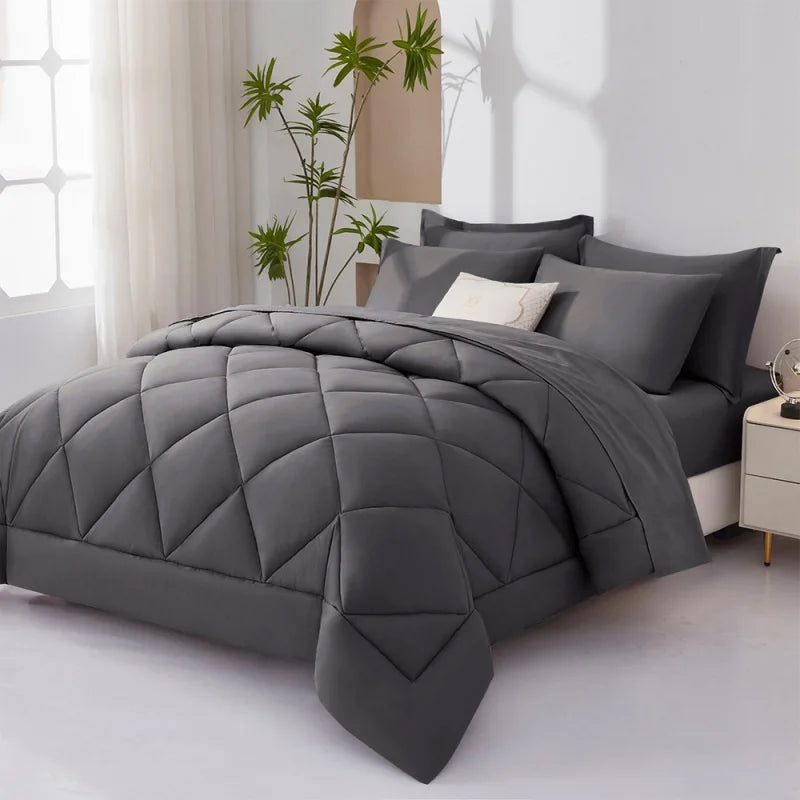 7 Pieces Bed in a Bag King Size, Fluffy Soft All Season Rustic Farmhouse Bedding with Full Sheets Set