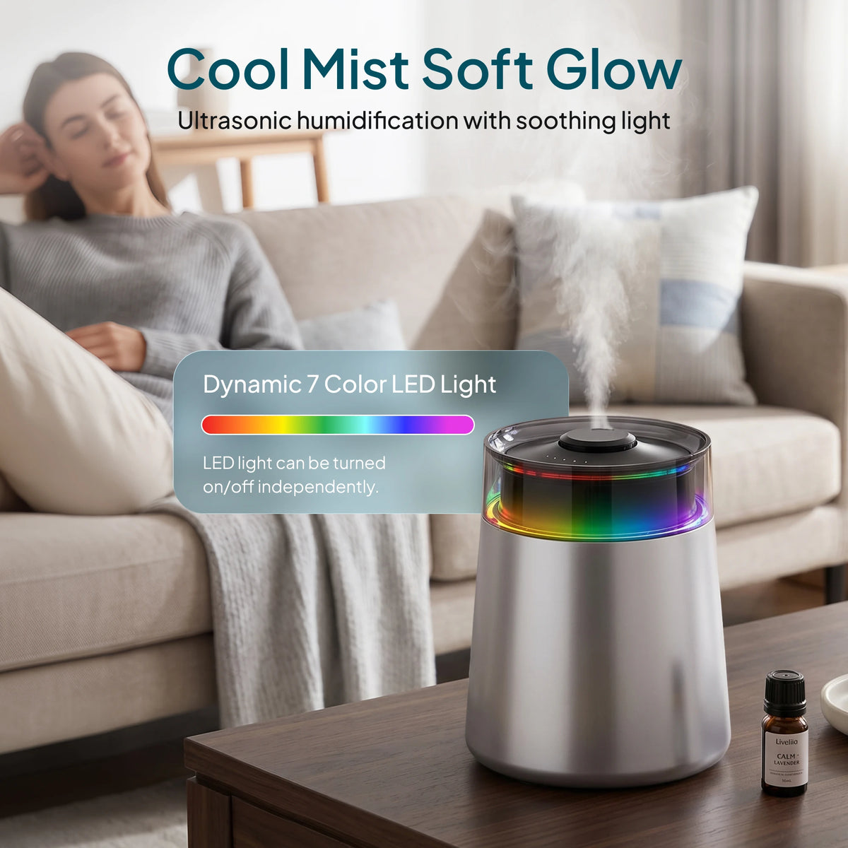 Livatro Ultrasonic Cool Mist Humidifier For Bedroom And Home