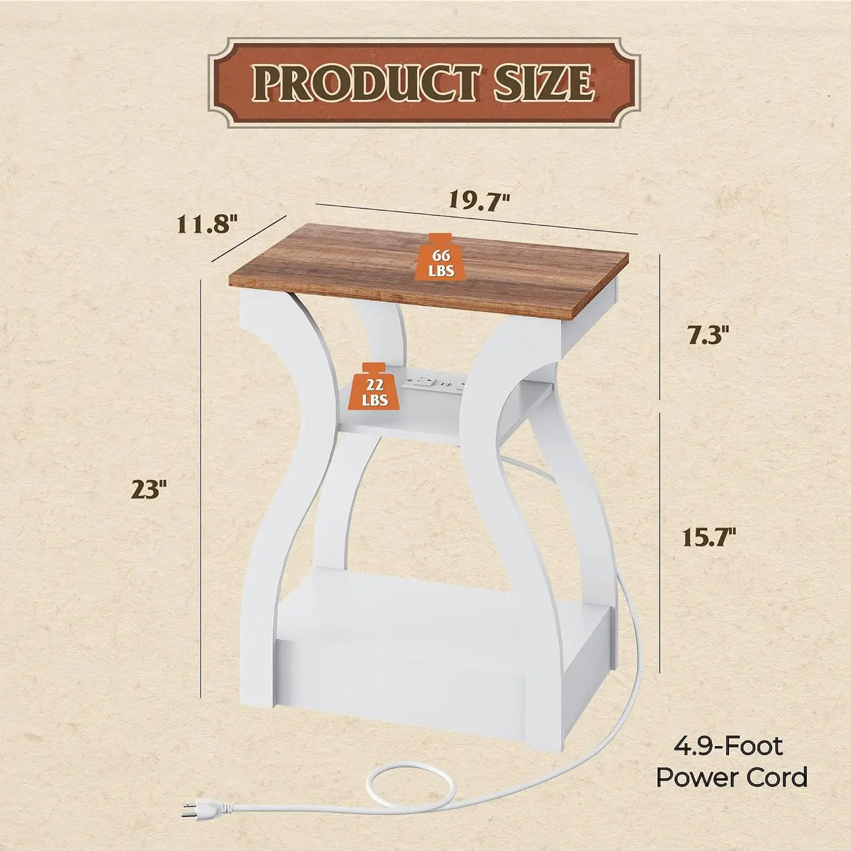 Living Room End Tables With Charging Station And Storage Shelf