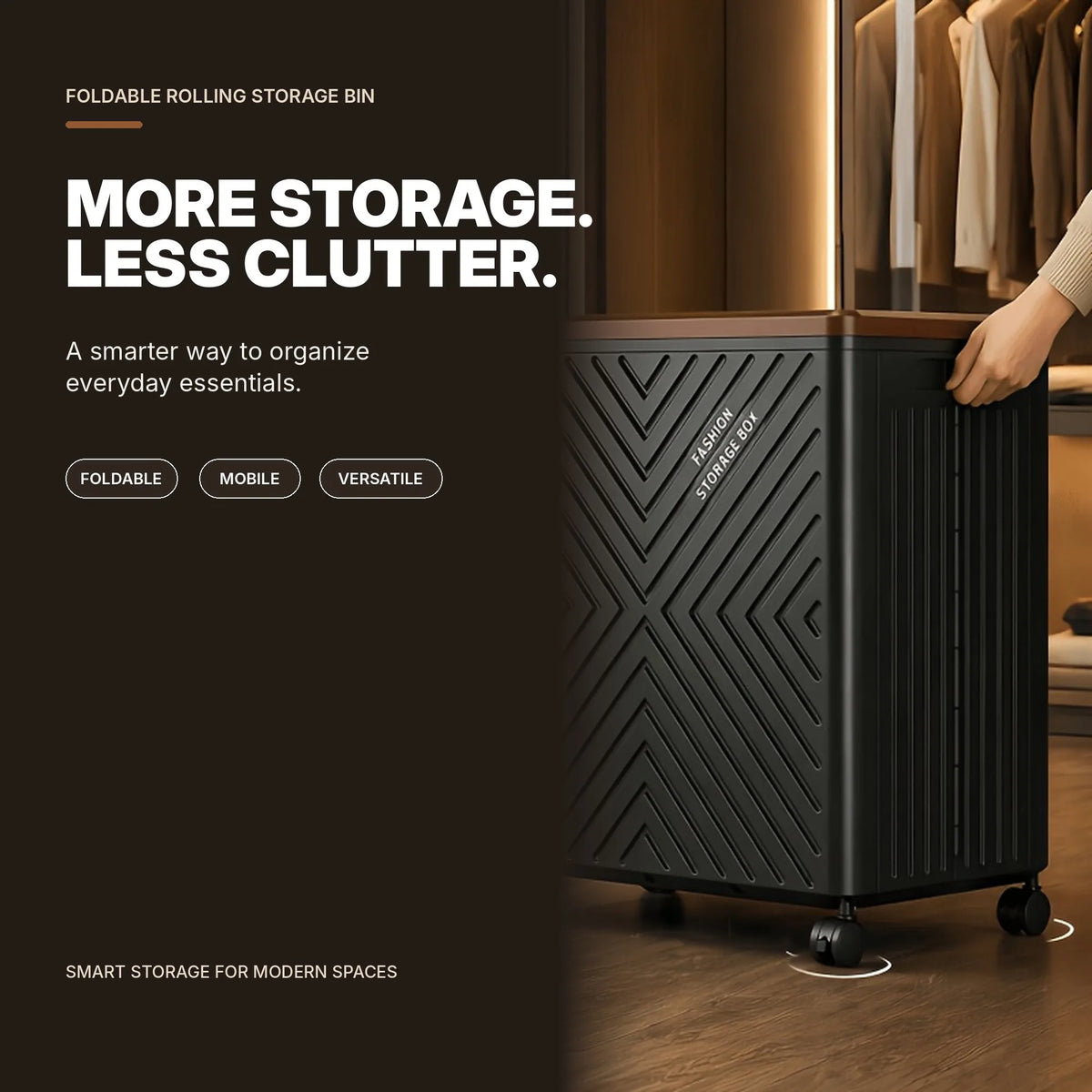 Stackable dustproof storage box with a lid, built-in side handles and 360° silent swivel wheels, embossed geometric pattern, large-capacity wheeled organizer box, suitable for bedroom clothes, blankets, books, and apartment