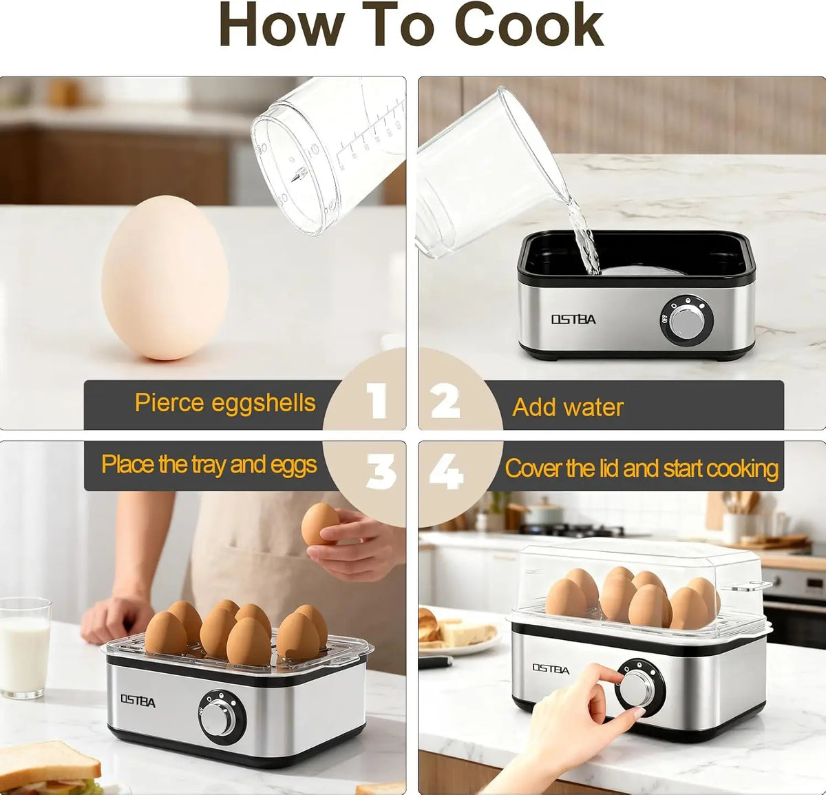 Egg Cooker, 8-Egg Electric Boiler for Hard Boiled Eggs