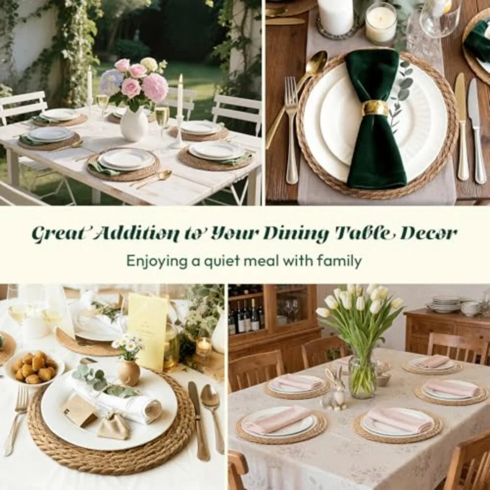13" Round Woven Placemats Set of 12, Plate Chargers for Dining Table