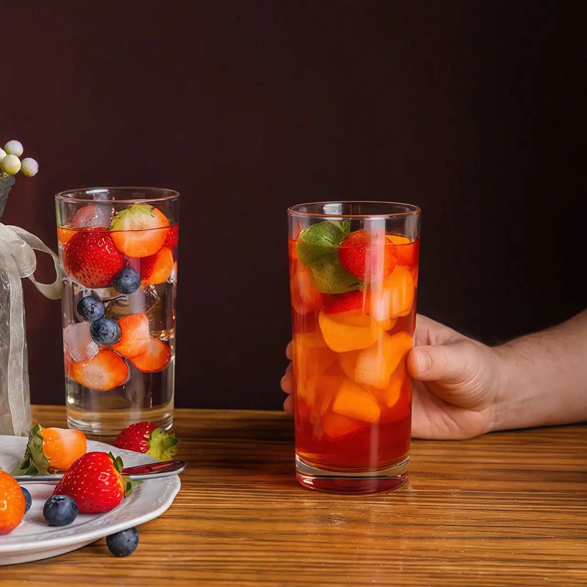 6PCS Thick Bottom Glass Highball Glasses, Lead-Free Rocks Glasses, Home Glassware, Minimalist Kitchen Drinkware, Reusable, Suitable For Juice, Bevrages, Milk, Breakfast Preparation