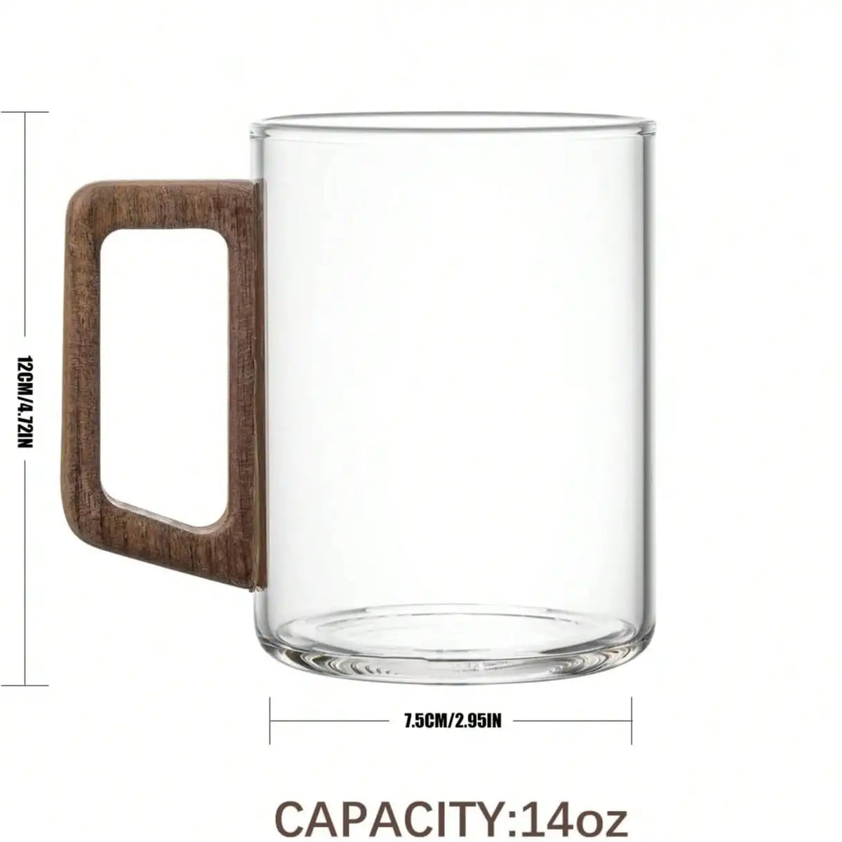 6PC Wooden Handle Glass Cups, 15oz Glass Coffee Cups, Transparent Cups Suitable For Tea, Latte, Espresso And Juice, Tea Cups, Gs, Souvenirs