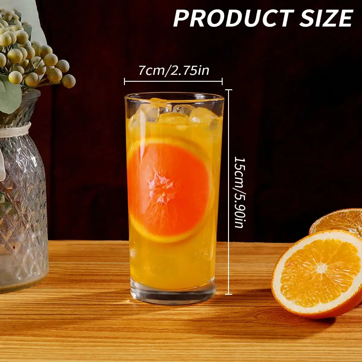 6PCS Thick Bottom Glass Highball Glasses, Lead-Free Rocks Glasses, Home Glassware, Minimalist Kitchen Drinkware, Reusable, Suitable For Juice, Bevrages, Milk, Breakfast Preparation