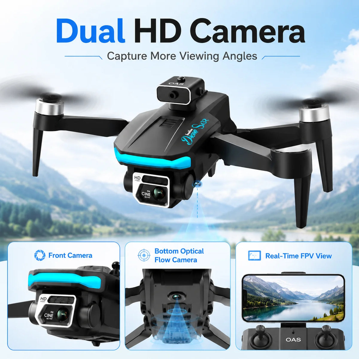 ZNLYRION 4K Dual Camera Foldable RC Drone For Beginners