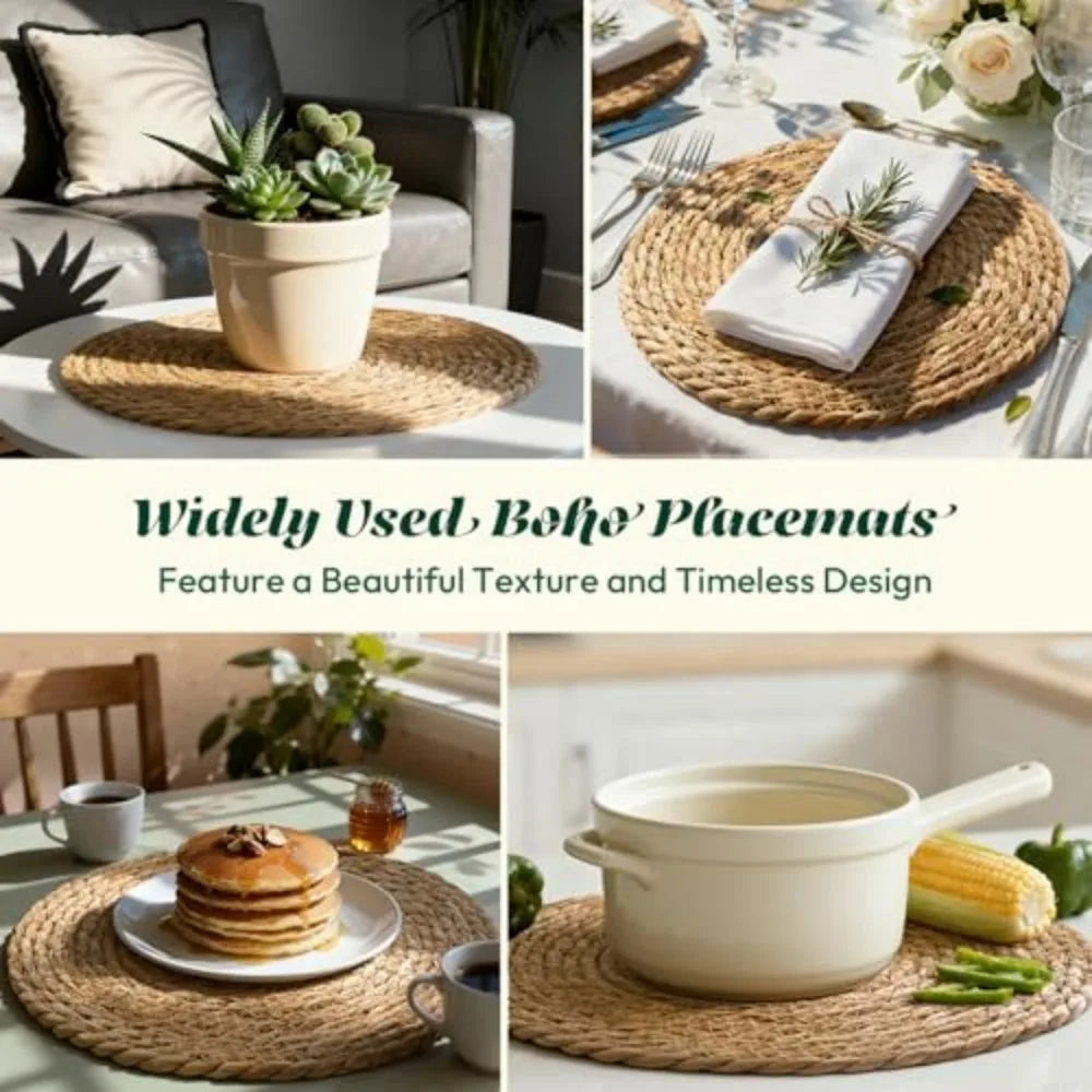 13" Round Woven Placemats Set of 12, Plate Chargers for Dining Table