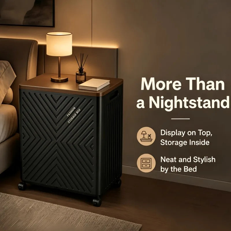 Stackable dustproof storage box with a lid, built-in side handles and 360° silent swivel wheels, embossed geometric pattern, large-capacity wheeled organizer box, suitable for bedroom clothes, blankets, books, and apartment