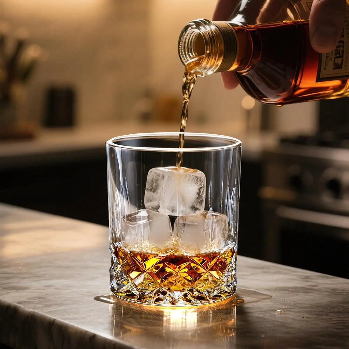 Whiskey Glasses Set of 6,10oz/300 ml Old Fashioned Bourbon Glasses,Lead-free Rocks Glassware for Scotch, Liquor & Cocktails, Drinking Glasses Gifts for Men
