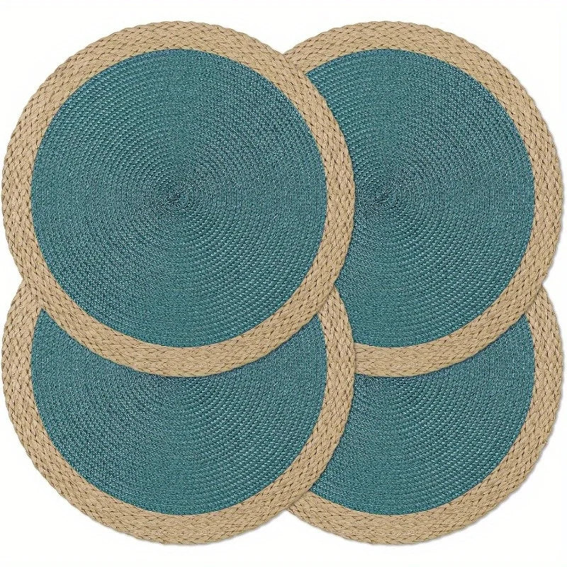 4-Piece Night Flower Round Wooden Placemats, 5.91 Inches, Washable & Heat Resistant, Suitable for Dining Tables, Non-Slip Indoor and Outdoor Placemats, Ideal for Thanksgiving, Christmas and Easter