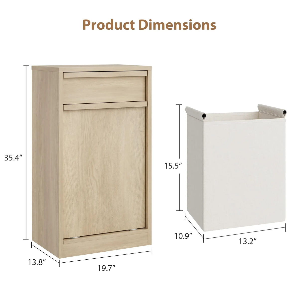 HiMISS Farmhouse Tilt Out Laundry Hamper Cabinet With Drawer
