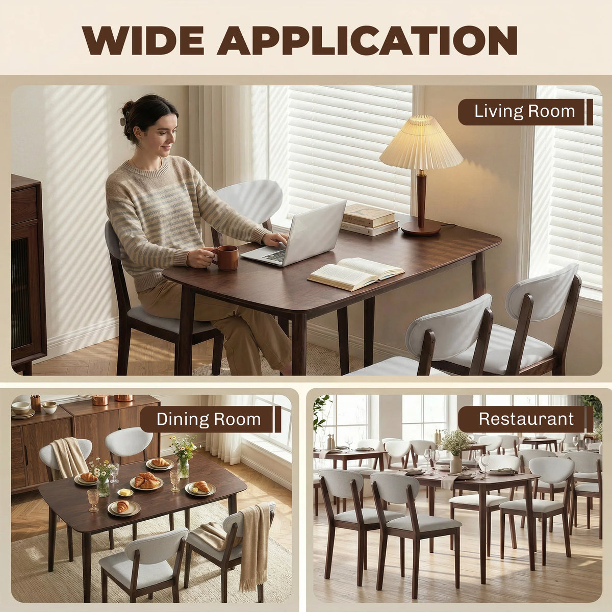 Homcom 5-Piece Dining Table Set for 4, Mid-Century Modern Kitchen Table and Chairs with Padded Seats and Backrests, Solid Wood Frame for Small Spaces, Dining Room, Living Room, Light Gray