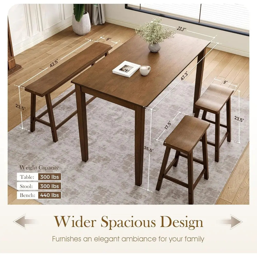 Dining Table Set or 4, Counter Height Table and Chairs, Kitchen Table Set with Bench and 2 Chairs, Small Breakast Bar Dining Set