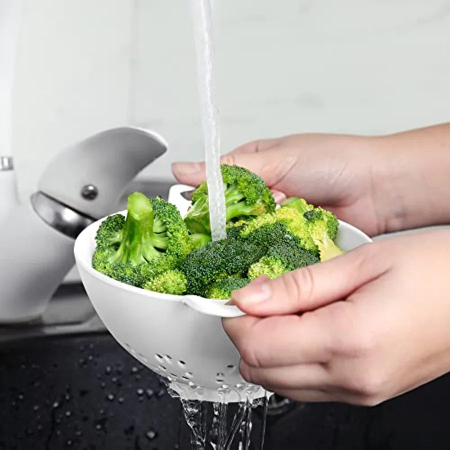 6-inch Small Colander, BPA-Free, Dishwasher Safe, Double Handles, Compact Food Strainer for Berries, Veggies and Pasta, 3-Cup C