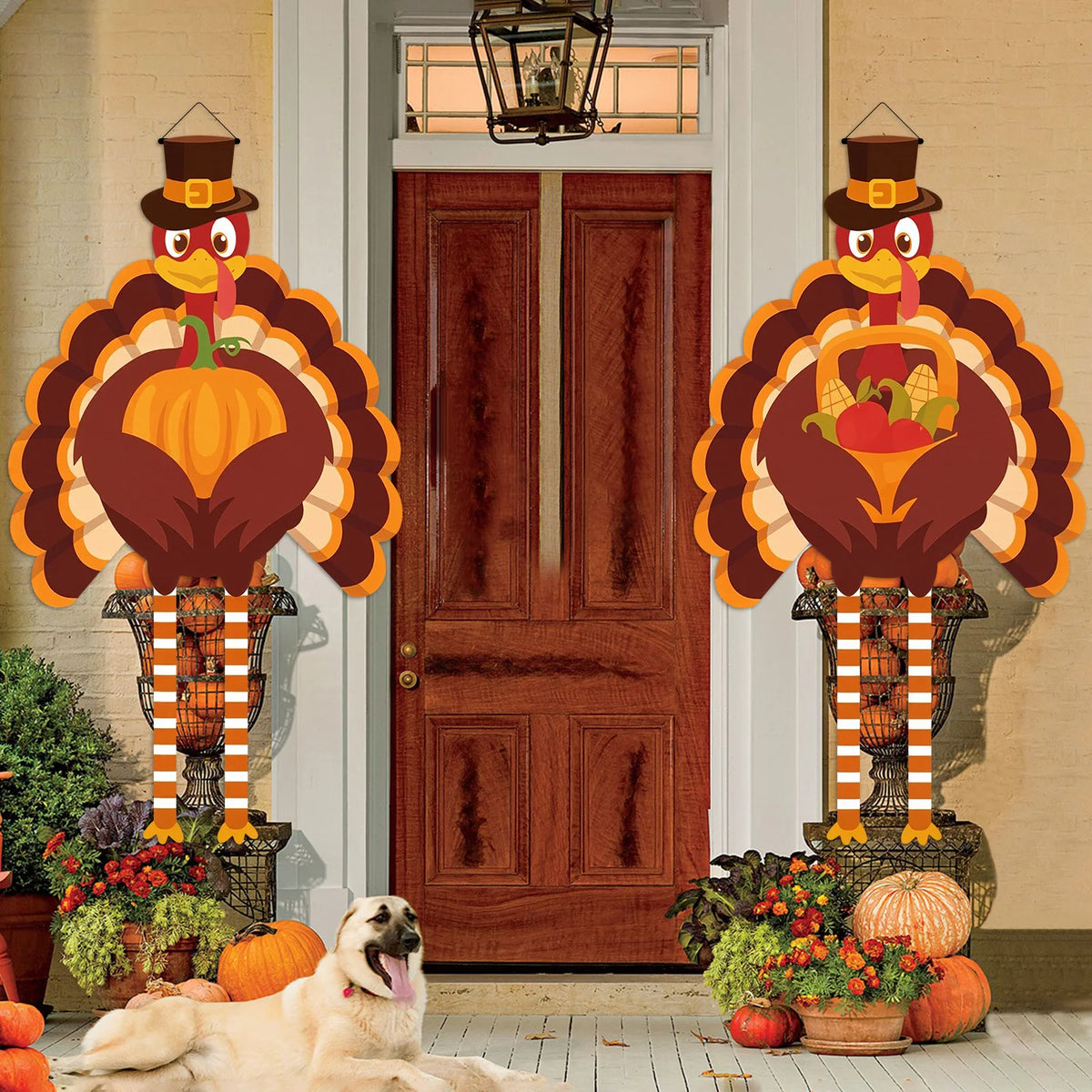 Thanksgiving Turkey Banner Pumpkin Corn Harvest Party Decoration