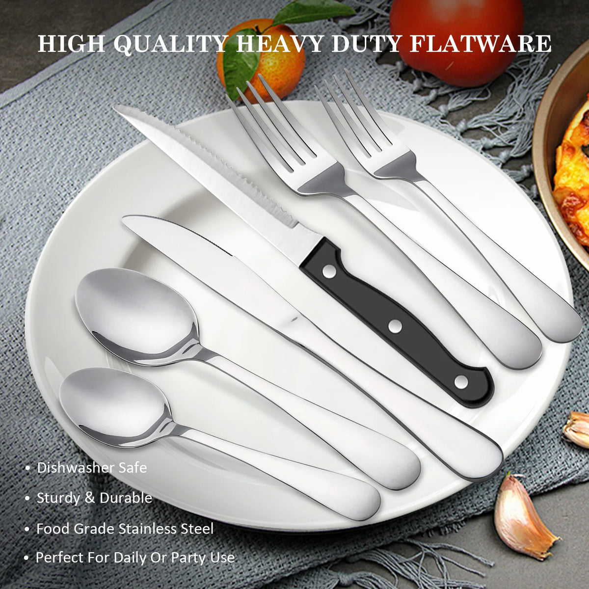 HanSmart Stainless Steel Cutlery Set With Steak Knives Included