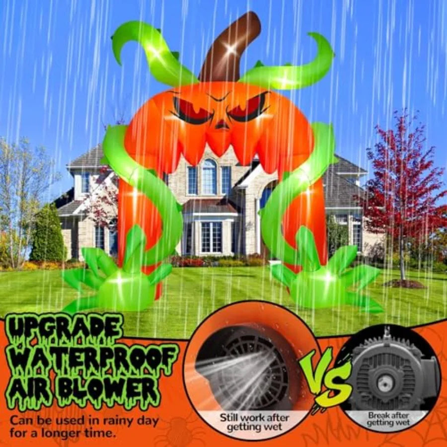 12FT Halloween Archway Inflatables, Giant Pumpkin Arch Inflatable Scary Halloween Outdoor Blow Up Decoration Halloween Pumpkin