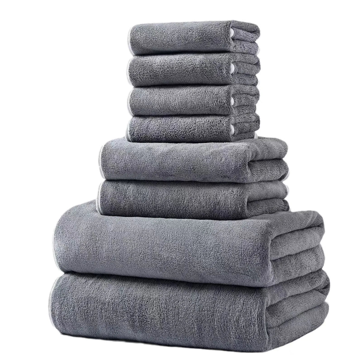 8 Piece Towels Set, 2 Extra Large Bath Towels, 2 Hand Towels, 4 Washcloths, 100% Cotton, Lighter Weight, Quicker To Dry, Super Absorbent, Perfect Bathroom Towels Set