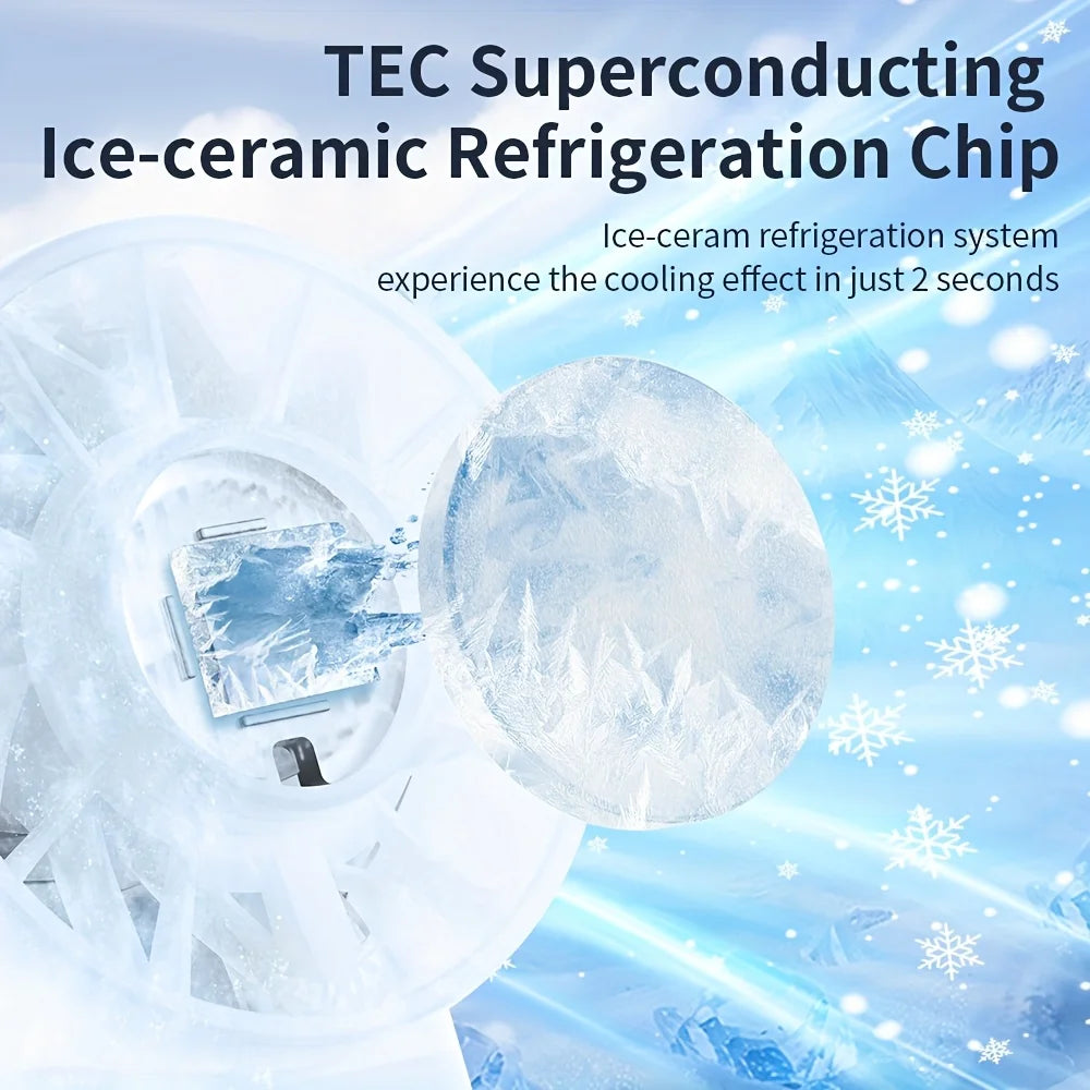 US Local Shipping- 5200mAh Portable Mini Handheld Fan with LED Display Semiconductor Refrigeration 100 Speeds USB Outdoor Fan