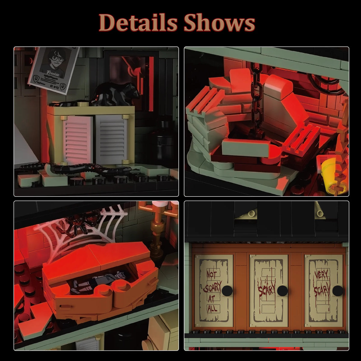 Horror Haunted House Building Blocks Set Neibolt Mansion Model Desktop Display Ornament Home Room Decoration Halloween Collectible Gift for Adult Hobbyists