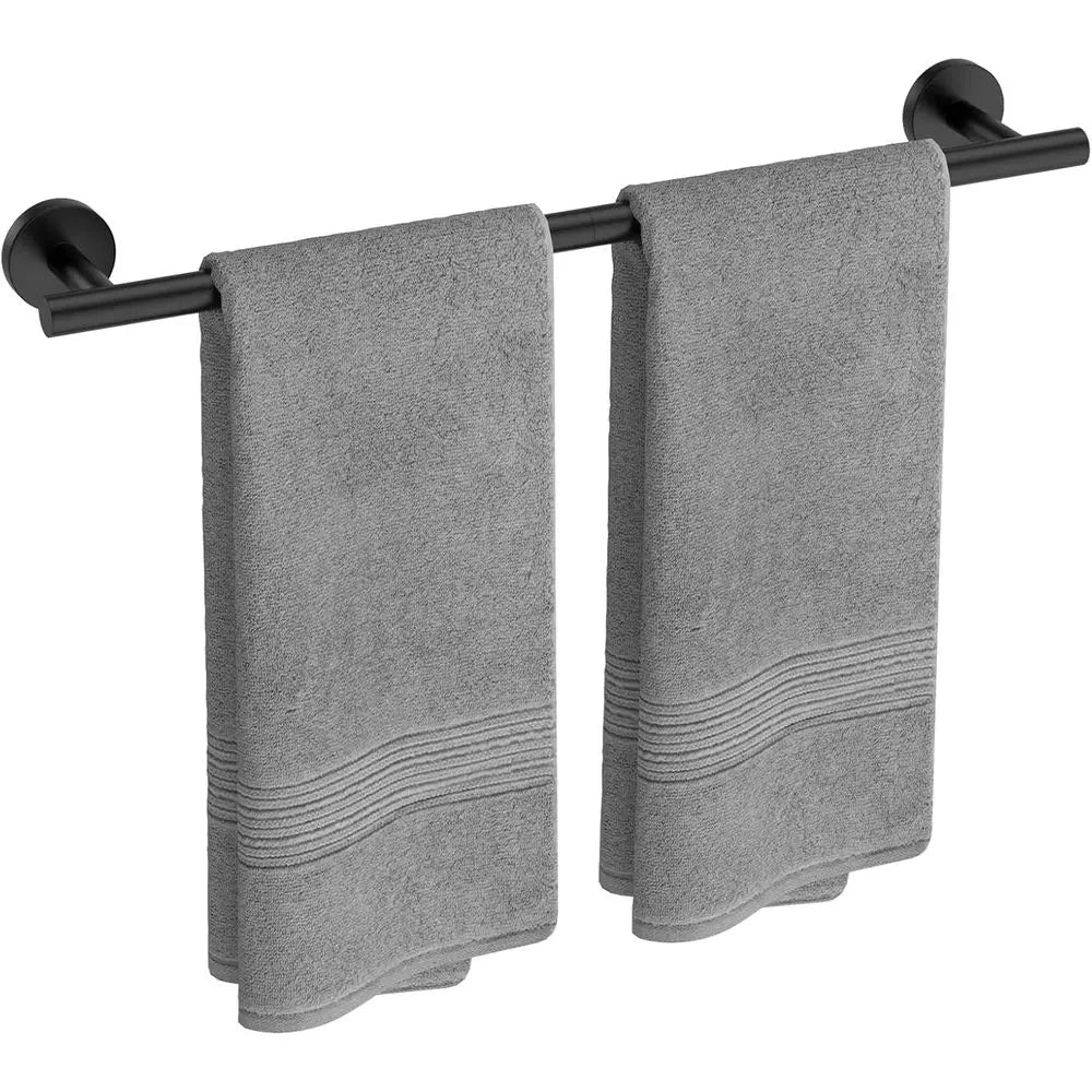 24-Inch Matte Black Stainless Steel Towel Bar, Wall-Mounted Towel Rack for Bathroom