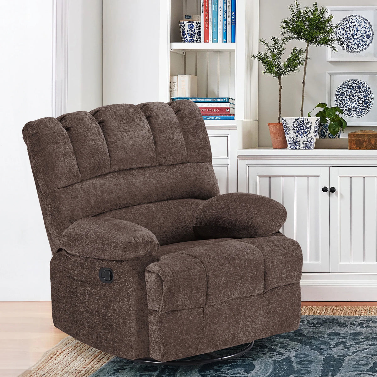 FARINI Swivel Rocker Recliner Chair Upholstered High Back Living Room