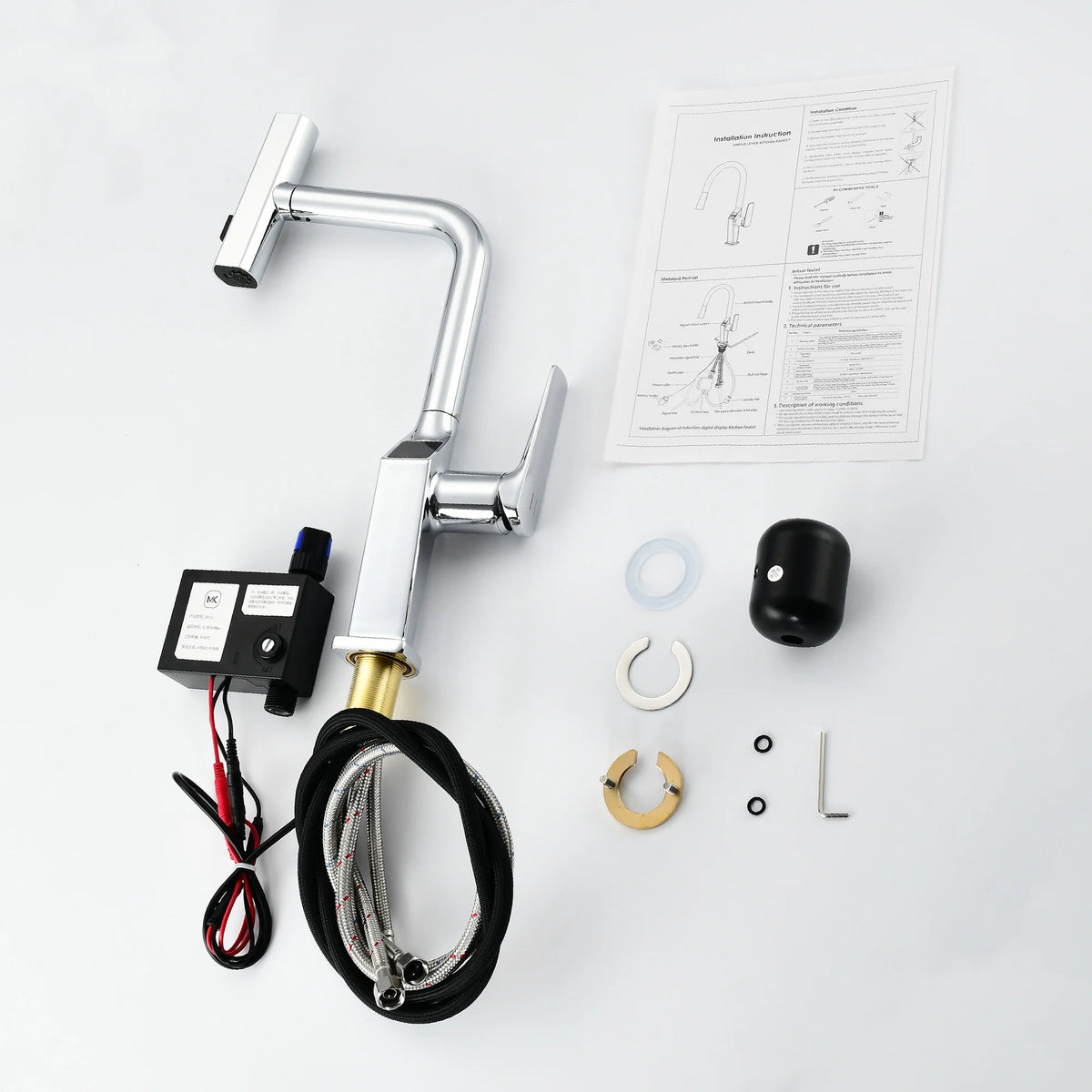 Touchless Kitchen Faucet Chrome LED Display Motion Sensor Sink Mixer with 3-Function Pull Down Sprayer 360° Swivel Spout