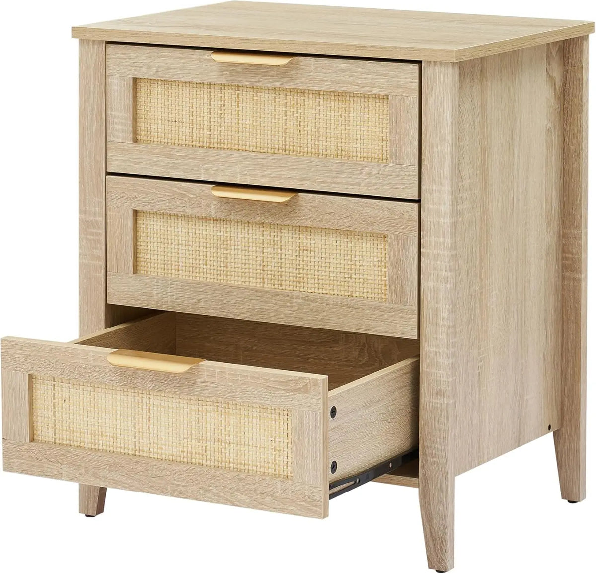 TWISTER CK Rattan Nightstand Cabinet With Three Storage Drawers