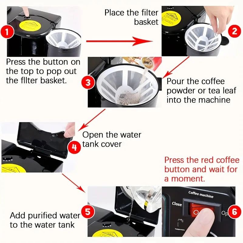 3-in-1 Breakfast Machine with Automatic Shutoff Non-Stick Coating for Easy Cleaning Sear Eggs Toast Bread Make Coffee Timer Function
