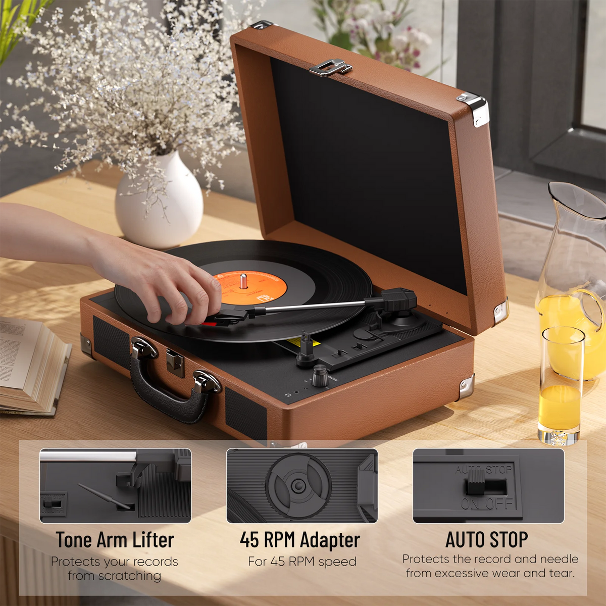 MAIO 3 Speed Vinyl Turntable Featuring Stereo Speakers