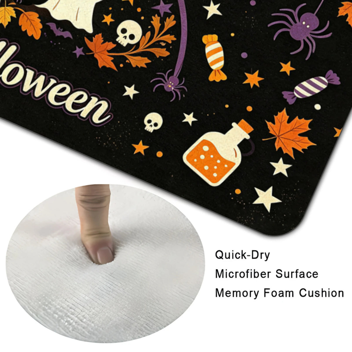 Halloween Pumpkin Ghost Carpet Flannel Non-slip Floor Mat Kitchen Bathroom Dinning Live Room Sofa Bedside Rugs Doormat Trick Or Treat Party Supplies Home Decor Welcome Mats