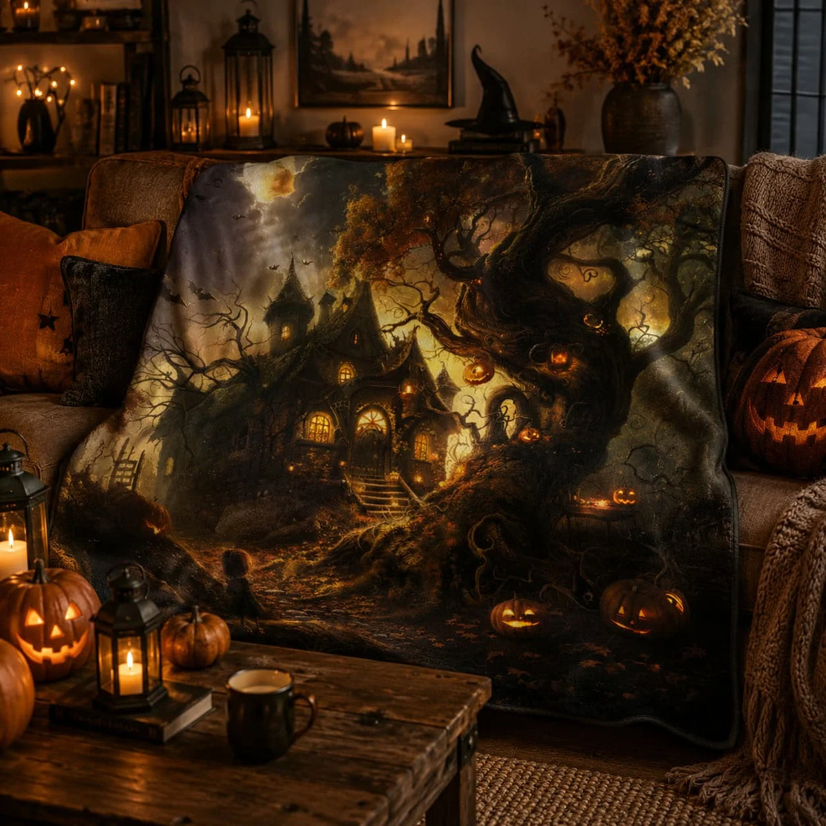 Haunted House Halloween Blanket: Soft, Spooky Fall Throw