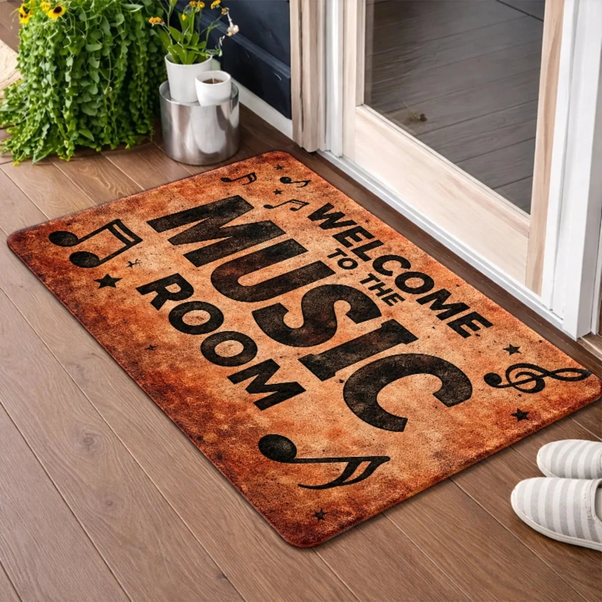 1pc, 2pcs, 3pcs Music Room Decorative Rug, Flannel Floor Mat with Non-slip Rubber Base, Durable, and Washable. Suitable for Foyer, Entry Door, Kitchen, Bedroom, Living Room, Office, Bathroom, Balcony, Hallway and Porch, Ideal