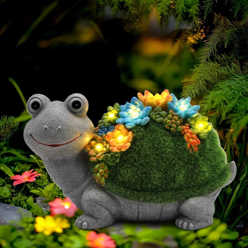 Solar Garden Turtle/Elephant/Dragon Can Statue Light Garden Statue Decor for Outdoor Courtyard Garden Lawn Landscape Decor