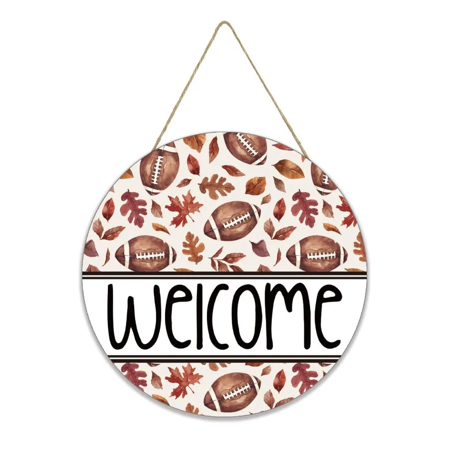 Smile Fall Thanksgiving Halloween Wooden Door Hanger Farmhouse Home Porch Autumn Holiday Party Decorations Rustic Wood Door Sig