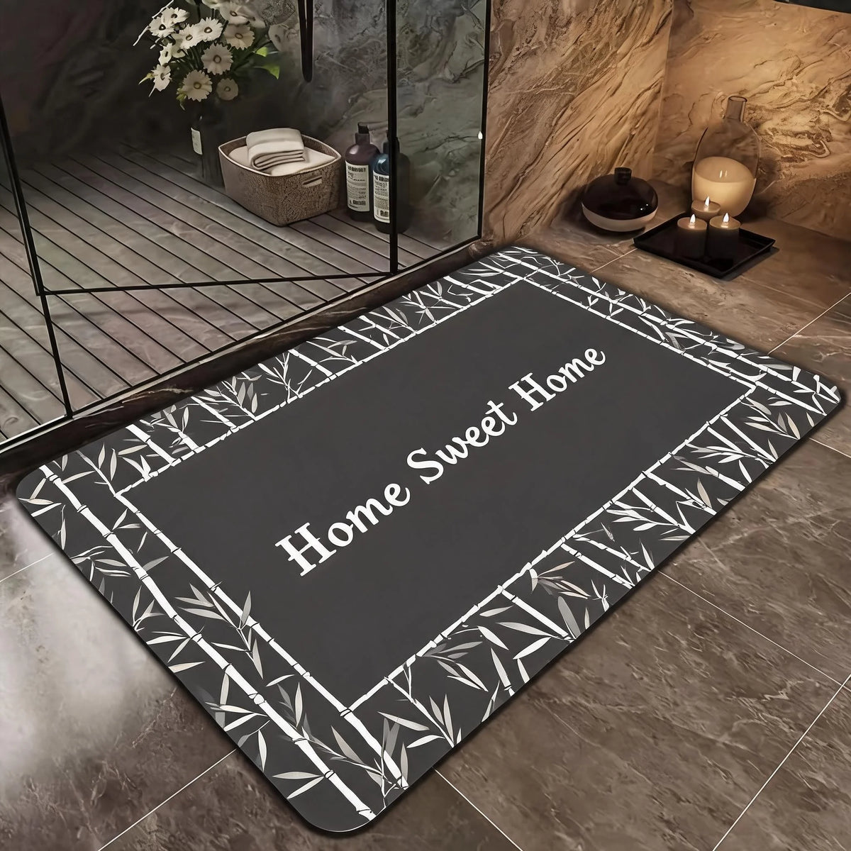 Soft Diatomaceous Earth Bath Mat - Non-slip, Quick Drying,, Geometric Pattern, Hand Washable, Suitable for Bathroom, Entrance, Kitchen, Perfect Home Decor