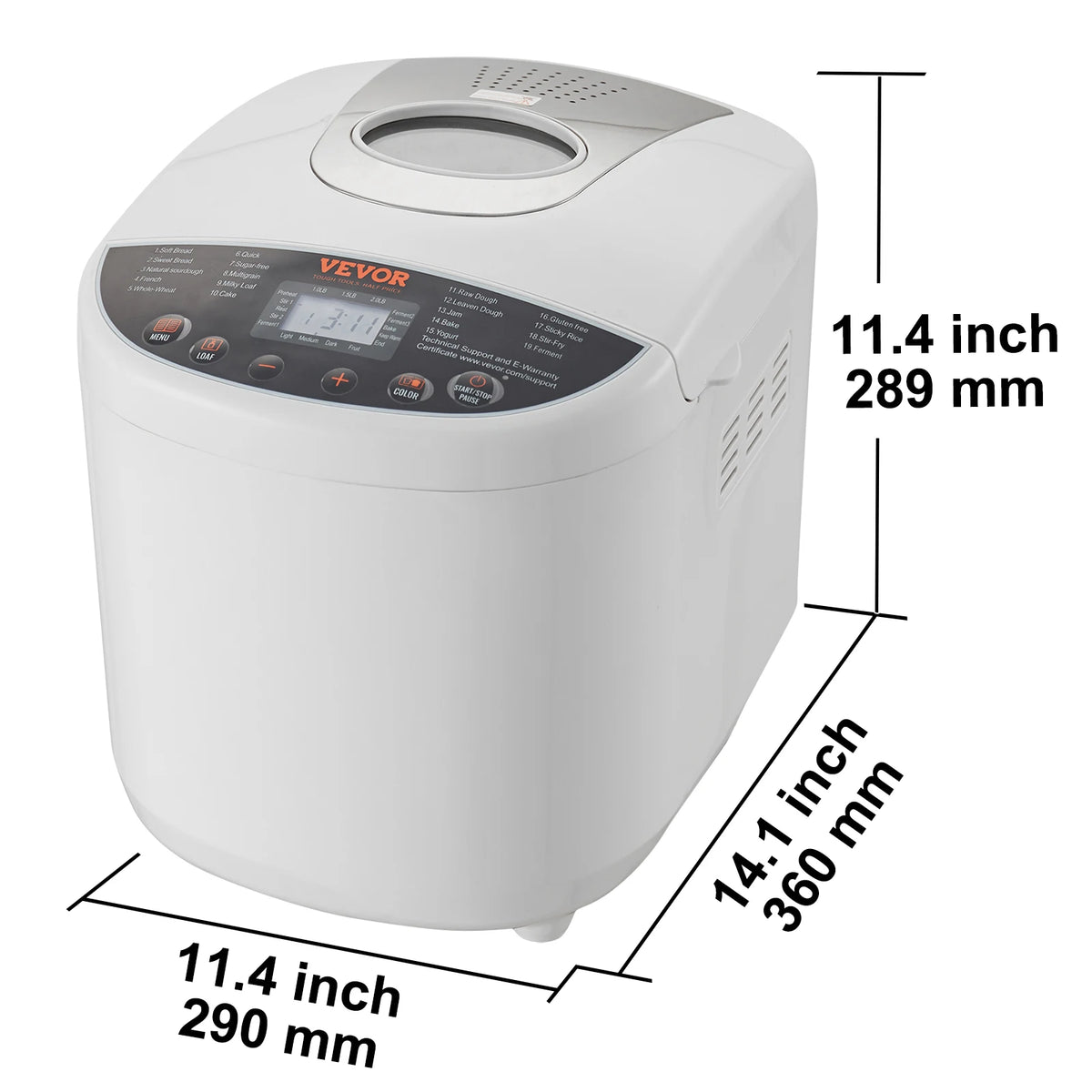 SucceBuy 2/3 LB Bread Maker 15-in-1 Dough Machine Nonstick Ceramic Pan Automatic Bread maker with Gluten Free Setting