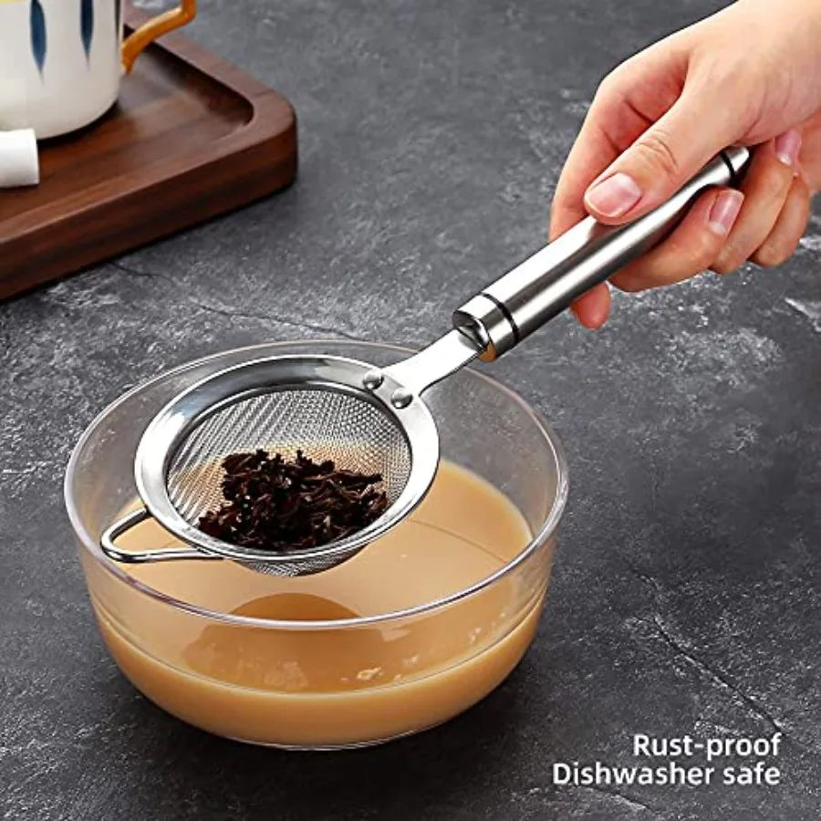 304 Stainless Steel Fine Mesh Strainers for Kitchen, Colander-Skimmer with Handle, Sieve Sifters for Food, Tea, Rice, Oil, Nood