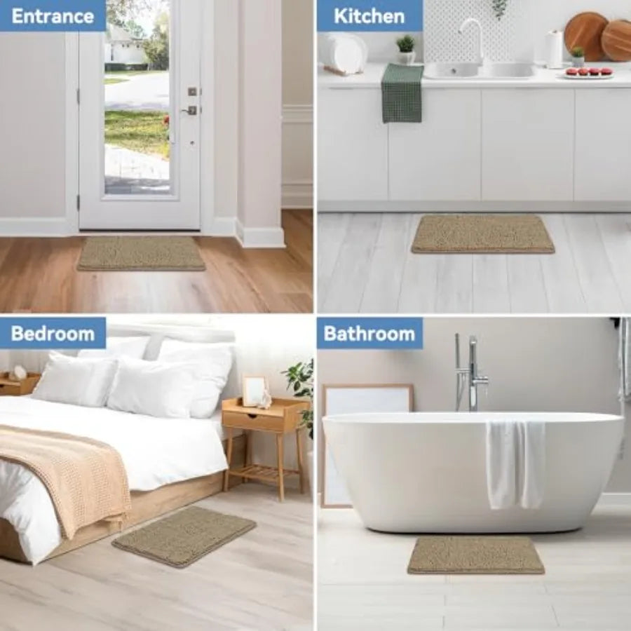 Non Slip Microfiber Bath Mat With Rubber Backing Quick Drying