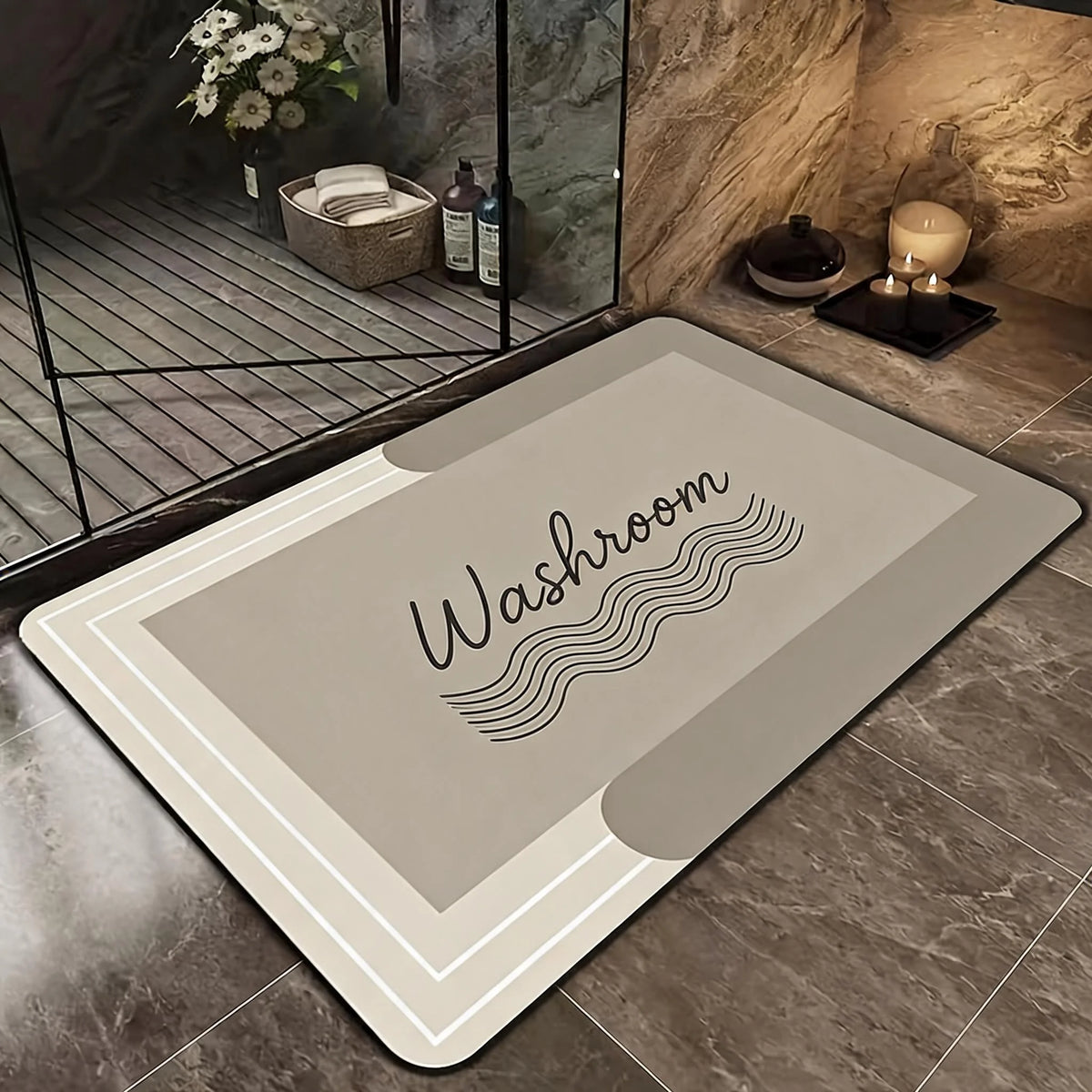Soft Diatomaceous Earth Bath Mat - Non-slip, Quick Drying,, Geometric Pattern, Hand Washable, Suitable for Bathroom, Entrance, Kitchen, Perfect Home Decor