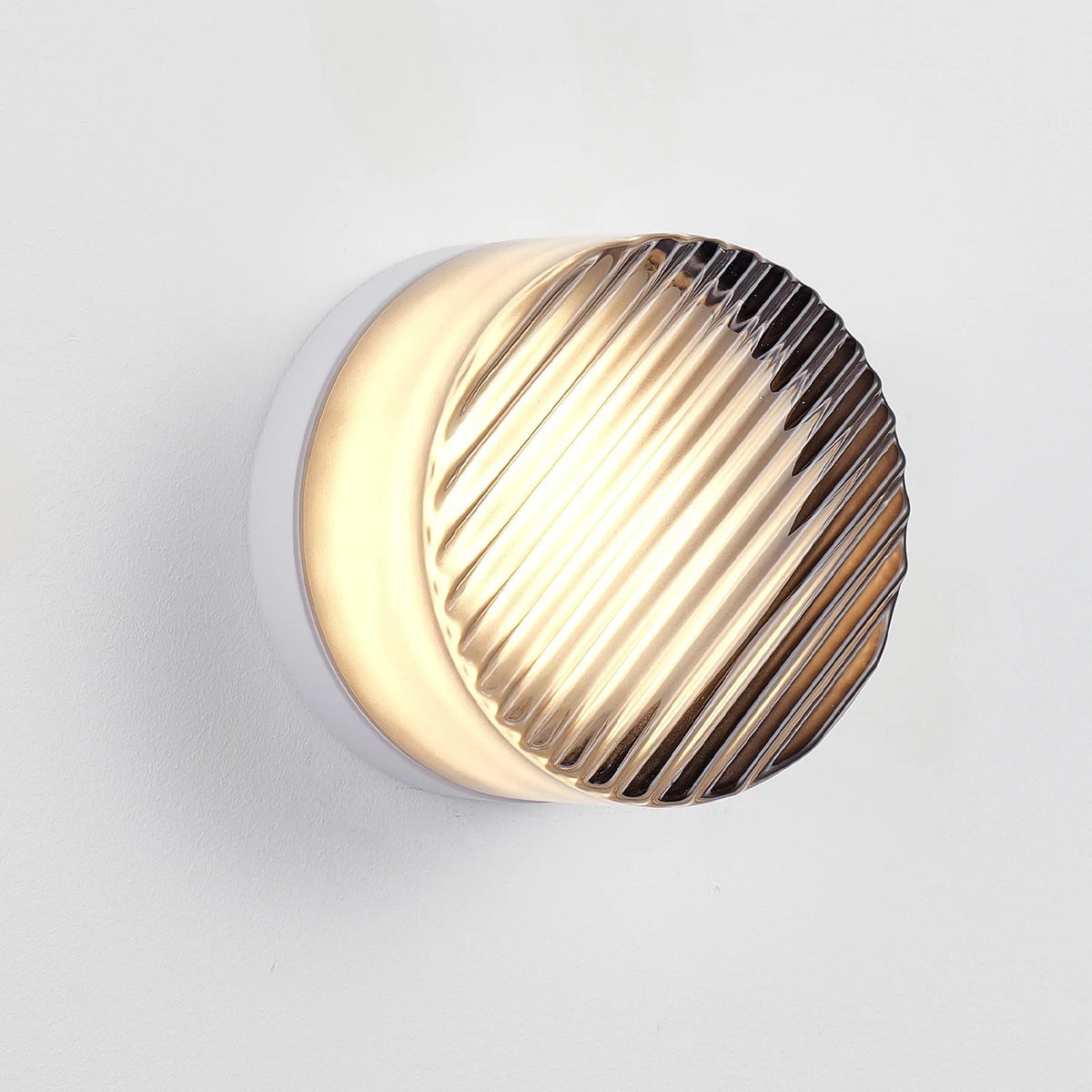 ARLGSITE 5.1-inch Smoky Gray Bathroom Wall Light with a Simple, Thick, Corrugated Glass Shade – An Ideal Choice for Home Decor