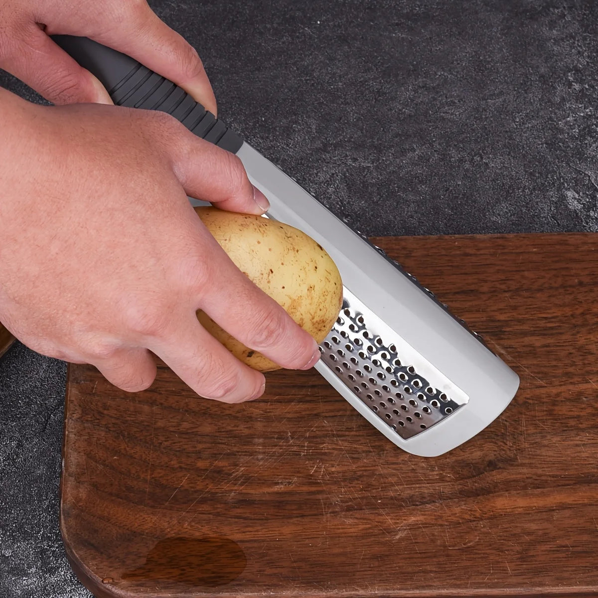 2026 NEW Stainless Steel Double-sided Grater Multifunctional Cheese Grater Potato Loofah Grater Kitchen Gadget Non-slip Handle