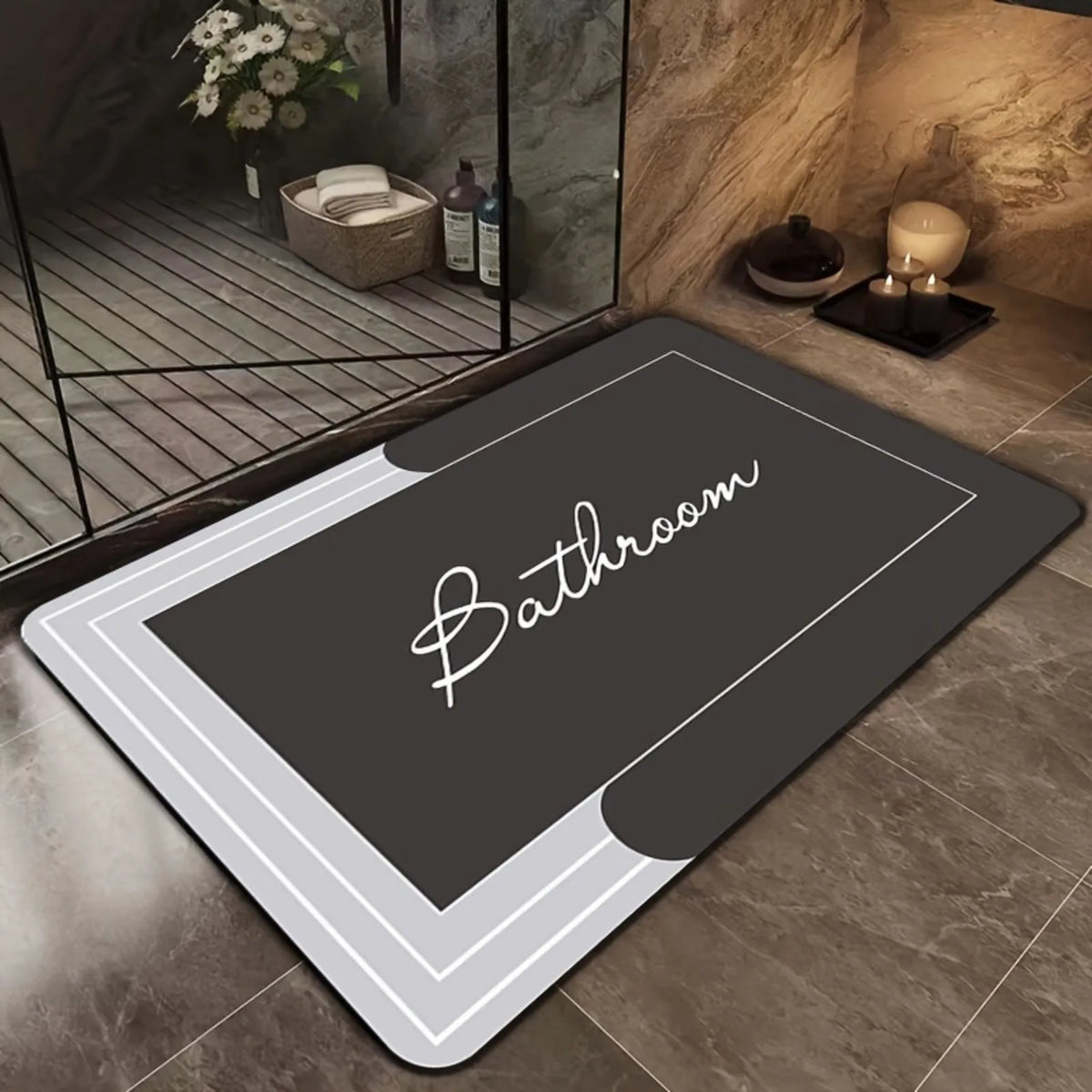 Soft Diatomaceous Earth Bath Mat - Non-slip, Quick Drying,, Geometric Pattern, Hand Washable, Suitable for Bathroom, Entrance, Kitchen, Perfect Home Decor